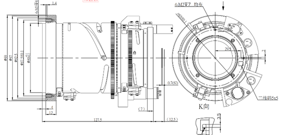 FWD-0326-0R 25-75mm EFL LWIR 8-12 μm波長と電気焦点付けのモーター化されたズームレンズ