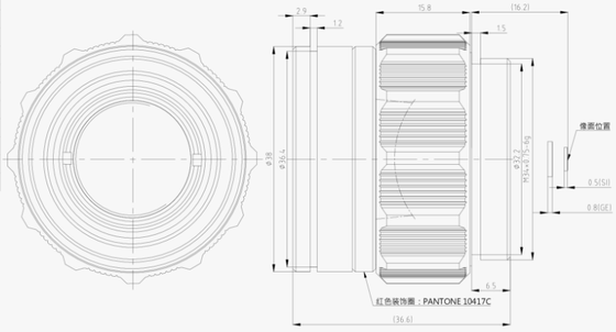 FWD-19-01 19mm LWIR モーター化されたズームレンズ 8-14μm波長と256×192@12μm熱イメージングのための40°Cから80°Cの動作温度