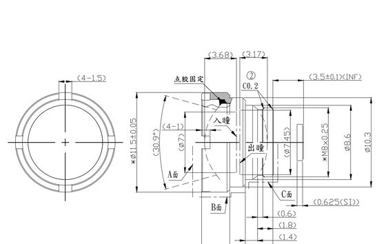FWD-7 7mm F1.0 256×192@12μm LWIR モーター化ズームレンズ 熱画像用の波長8-12μm