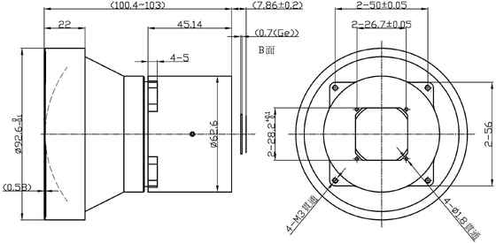 FWD-100 100mm F1.2 1280×1024@12μm LWIR モーター化ズームレンズ 熱画像用の波長8-12μm