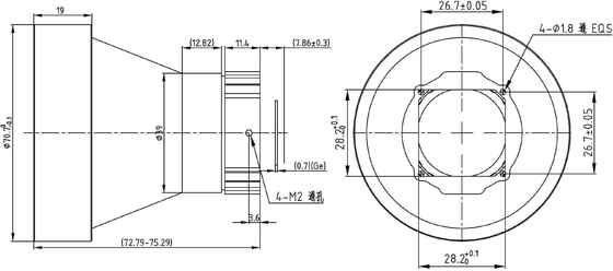 FWD-75 75mm F1.2 1280×1024@12μm LWIR モーター化ズームレンズ 熱画像用の波長8-12μm